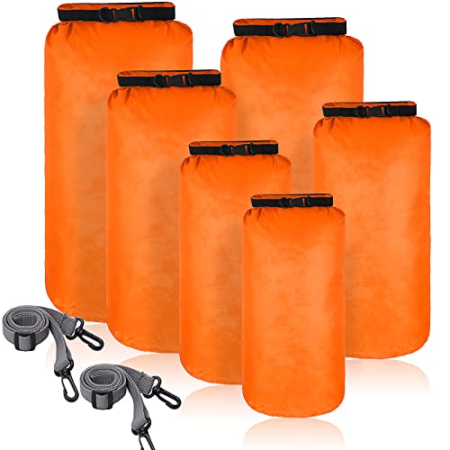 Shappy 6 Pcs Waterproof Dry Bag Set Ultralight Stuff Sack 20/15/10/8/5/3L Backpacking Bag with Long Adjustable Strap Outdoor Keep Gear Dry Sack for Camping Kayaking Boating Hiking Travel - color: Orange