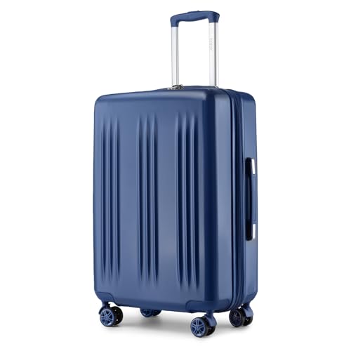 Kono Lightweight 28 Inch Expandable Luggage with Quiet Spinner Wheels TSA Lock, Scratch and Drop Resistant PC+ABS Hardside Durable Large Checked Suitcase, Navy Blue - color: Navy, size: 28"