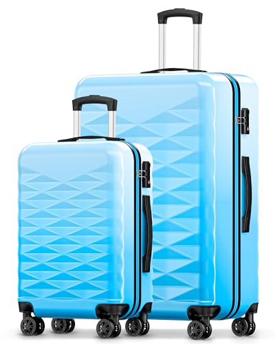 Suitour Luggage Sets 2 piece, Hardshell Lightweight Travel Suitcase with Spinner Wheel 20/28 inch Travel Suitcase set… - color: Blue, size: 2-Piece Set (20+28)