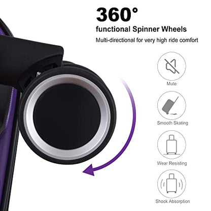 Luggage Sets, 3 Piece Luggage Expandable Suitcase Set, Lightweight Hardshell 4-Wheel Spinner Luggage with TSA Lock, ABS Carry on 3 Piece Sets Clearance Suitcase Sets (20"/24"/28") Purple 8 - color: Purple 8