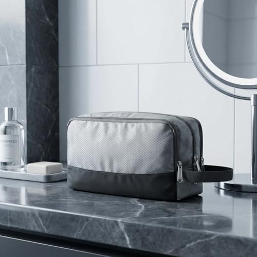 Toiletry Bag for Men Hanging Dopp Kit Water Resistant Shaving Bag Small Toiletry Bag for Traveling (Grey) - color: Grey