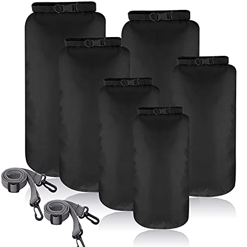 Shappy 6 Pcs Waterproof Dry Bag Set Ultralight Stuff Sack 20/15/10/8/5/3L Backpacking Bag with Long Adjustable Strap Outdoor Keep Gear Dry Sack for Camping Kayaking Boating Hiking Travel - color: Black