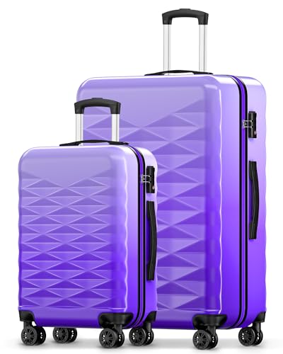 Suitour Luggage Sets 2 piece, Hardshell Lightweight Travel Suitcase with Spinner Wheel 20/28 inch Travel Suitcase set… - color: Purple, size: 2-Piece Set (20+28)