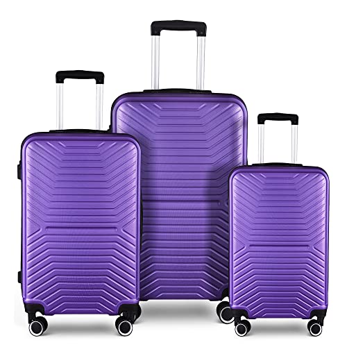 Luggage Sets, 3 Piece Luggage Expandable Suitcase Set, Lightweight Hardshell 4-Wheel Spinner Luggage with TSA Lock, ABS Carry on 3 Piece Sets Clearance Suitcase Sets (20"/24"/28") Purple 8 - color: Purple 8