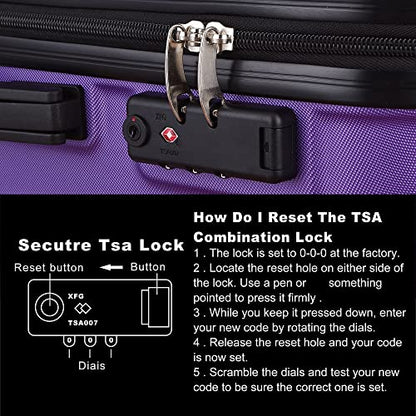 Luggage Sets, 3 Piece Luggage Expandable Suitcase Set, Lightweight Hardshell 4-Wheel Spinner Luggage with TSA Lock, ABS Carry on 3 Piece Sets Clearance Suitcase Sets (20"/24"/28") Purple 8 - color: Purple 8
