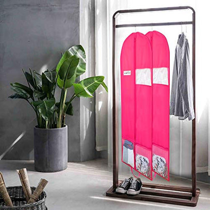 51" Garment Bags with Zipper Pocket for Dance Costume,Wedding Gown,Suit,Garment Bags for Travel and Storage(Pack of 2, Pink) - color: Pink