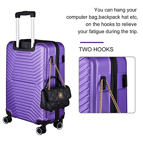 Luggage Sets, 3 Piece Luggage Expandable Suitcase Set, Lightweight Hardshell 4-Wheel Spinner Luggage with TSA Lock, ABS Carry on 3 Piece Sets Clearance Suitcase Sets (20"/24"/28") Purple 8 - color: Purple 8